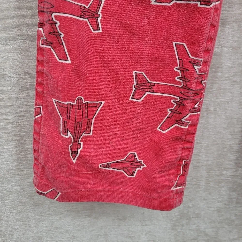 Oshkosh Vintage Vestbak Red Airplane Print Overalls Size 7